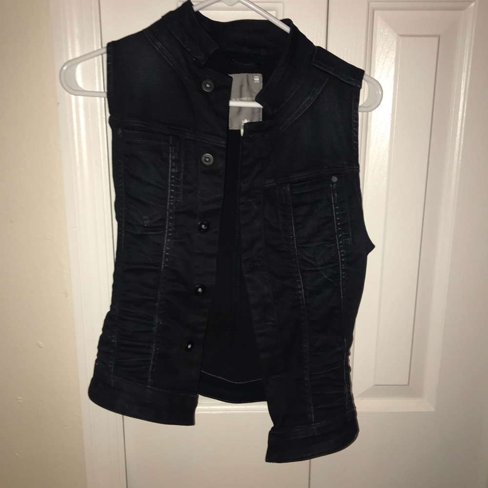 Dark Blue Leather Vest